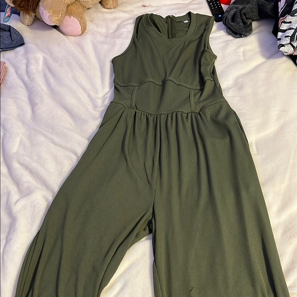 Olive Green Wide Leg Jumpsuit
